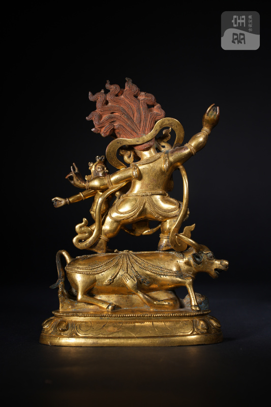 清乾隆 铜鎏金阎魔敌 - 图5